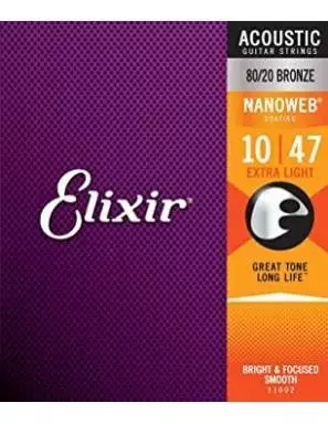 Juego Cuerdas Elixir 80/20 Bronze Extra Light 11002