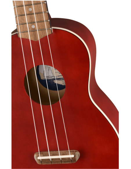 Boca del Ukelele Soprano Fender Venice Walnut Fingerboard Cherry