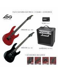 Pack Guitarra Eléctrica Lag A66M + Combo Marshall + Accesorios