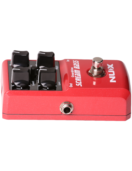 Pedal Efectos Nux Scream Bass Overdrive lateral superior