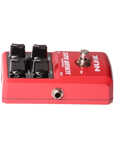 Pedal Efectos Nux Scream Bass Overdrive lateral superior