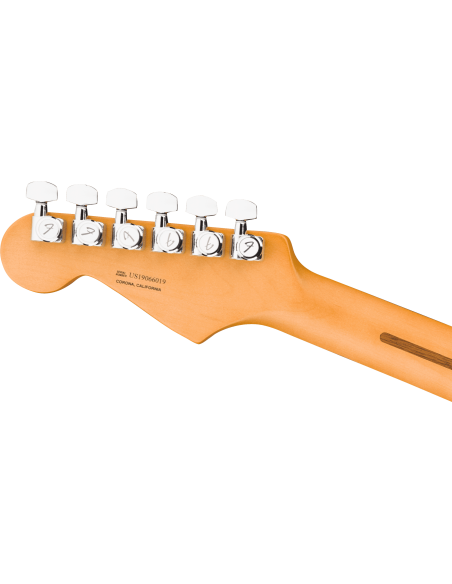 Guitarra Fender American Ultra Stratocaster HSS RW Cobra Blue clavijero posterior