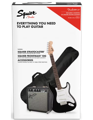 Pack Guitarra Eléctrica Squier By Fender Stratocaster Black 10G en caja
