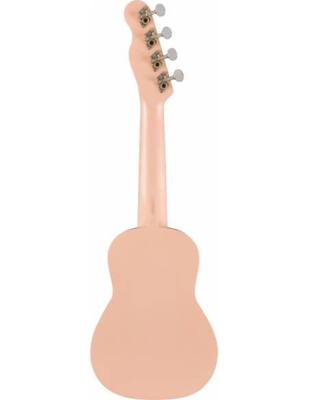 Fondo del Ukelele Soprano Fender Venice Walnut Fingerboard Shell Pink