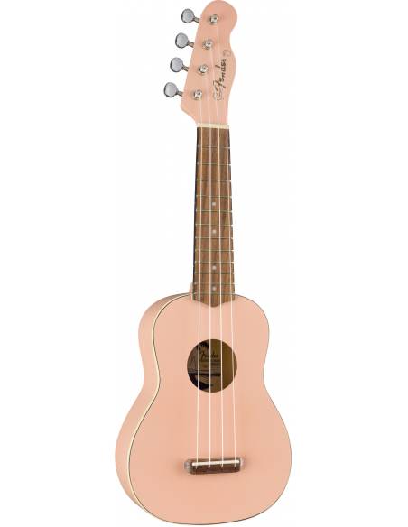 Ukelele Soprano Fender Venice Walnut Fingerboard Shell Pink lateral