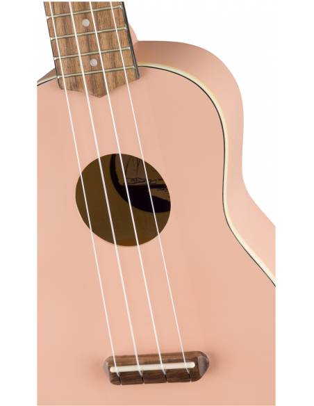 Boca del Ukelele Soprano Fender Venice Walnut Fingerboard Shell Pink