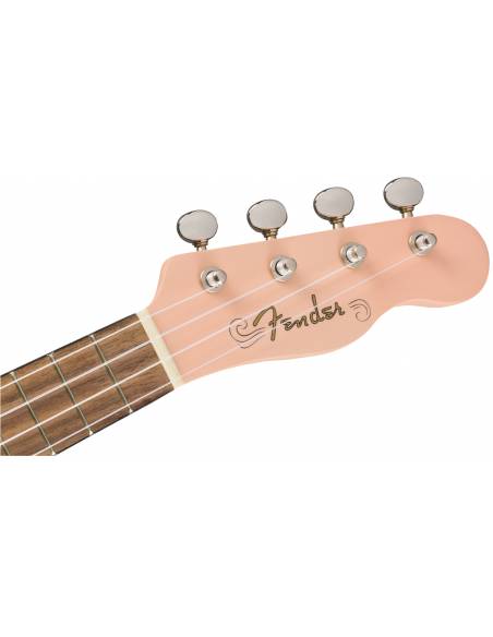 Clavijero del Ukelele Soprano Fender Venice Walnut Fingerboard Shell Pink