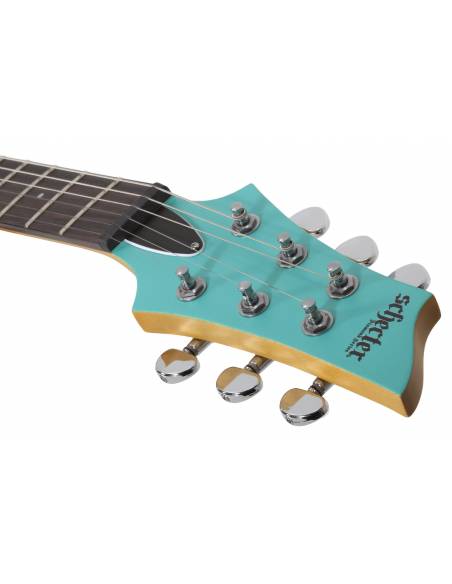 Guitarra Eléctrica Schecter C-6 Deluxe Satin Aqua clavijero frontal