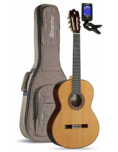 Guitarra Clásica Alhambra 4P Pack Conservatorio con funda acolchada, afinador,cejilla y apoyapié
