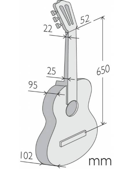 Medidas de la Guitarra Clásica Alhambra 4P del Pack Conservatorio