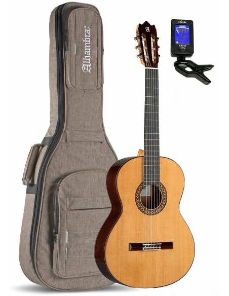 Guitarra Clásica Alhambra 4PA Pack Conservatorio con funda acolchada, afinador,cejilla y apoyapié