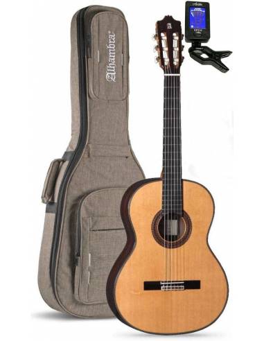 Guitarra Clásica Alhambra 7C Classic Pack Conservatorio con funda acolchada, afinador,cejilla y apoyapié