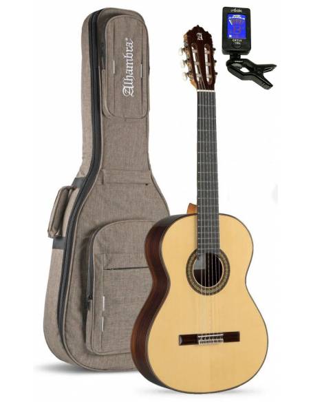 Guitarra Clásica Alhambra 7PA Pack Conservatorio con funda acolchada, afinador,cejilla y apoyapié