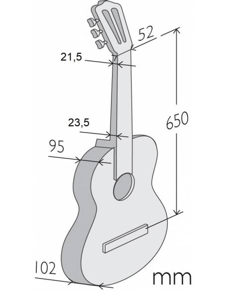 Medidas de la Guitarra Clásica Alhambra 7PA del Pack Conservatorio