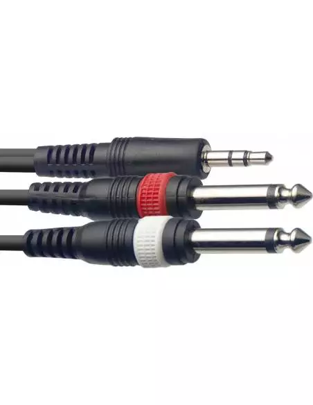 Cable con 1 mini Jack Stereo a 2 Jack Mono de 3 metros