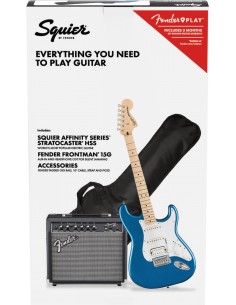 Pack Guitarra Eléctrica Squier By Fender Affinity Stratocaster Mn Hss Lake Placid Blue 15G