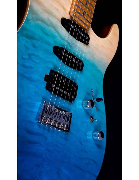 Cuerpo de la Guitarra Eléctrica Jet Js1000 Quilted Transparent Blue Hss