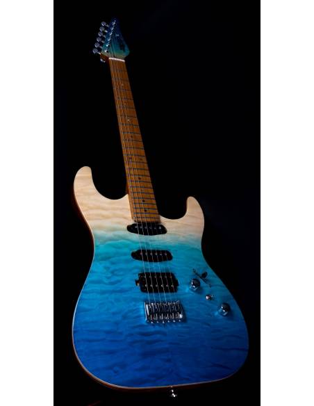 Cuerpo de la Guitarra Eléctrica Jet Js1000 Quilted Transparent Blue Hss derecha
