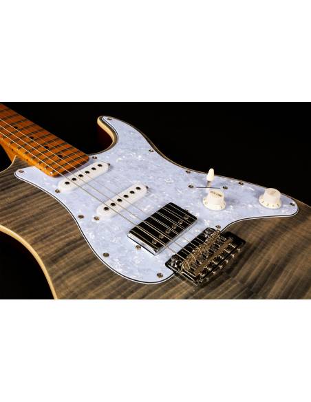 Detalle del Cuerpo de la Guitarra Eléctrica Jet Js450 Transparent Black Hss
