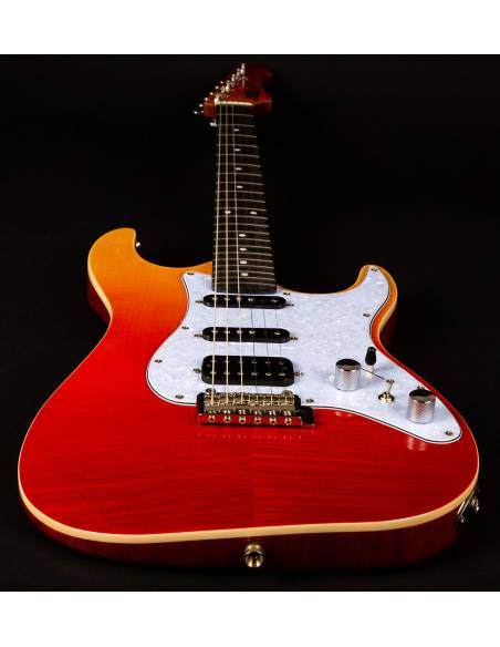 Guitarra Eléctrica Jet Js600 Transparent Red HSS tumbada