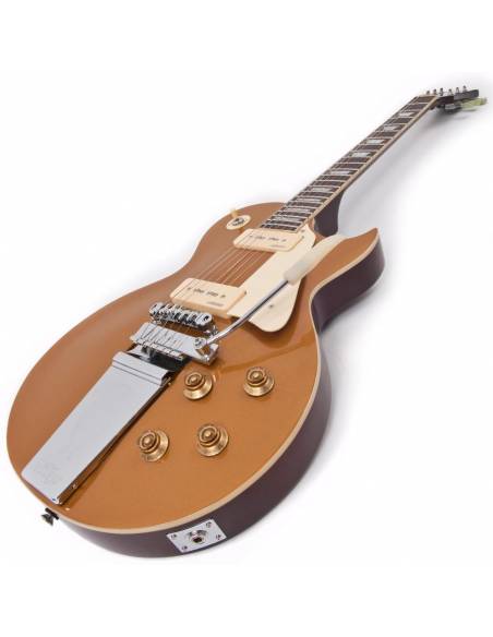 Guitarra Eléctrica Vintage V100 Midge Ure Signature Model Gold Top W/Vibrola tumbada