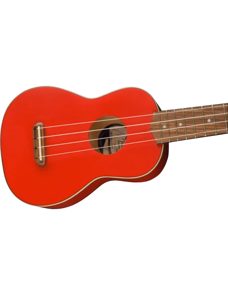 Cuerpo del Ukelele Fender Venice Soprano Fingerboard Walnut Fiesta Red